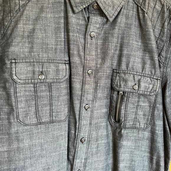 Rock & Republic short sleeve, blue button down men’s XXL shirt - Picture 5 of 8